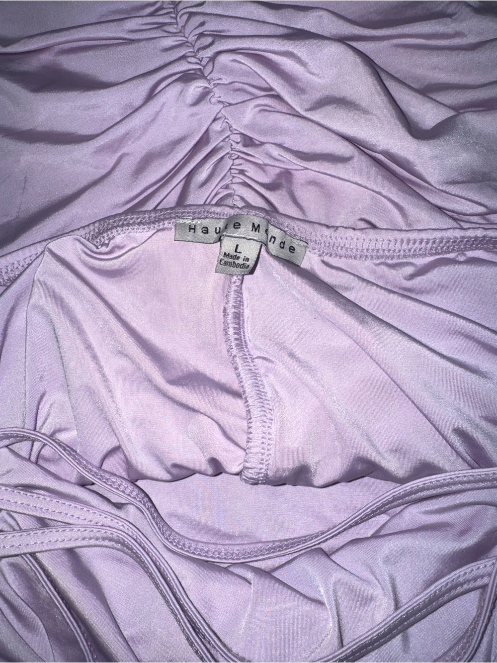Fashion Nova Lavender Ruched Mini Dress Size Large - Picture 6 of 6